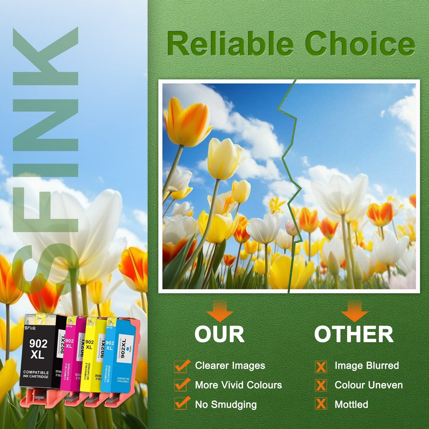 902XL 902 XL Ink Cartridges 4 Pack Compatible for HP 902 Ink Cartridges Combo Pack Work for OfficeJet 6962 OfficeJet Pro 6978 Printers