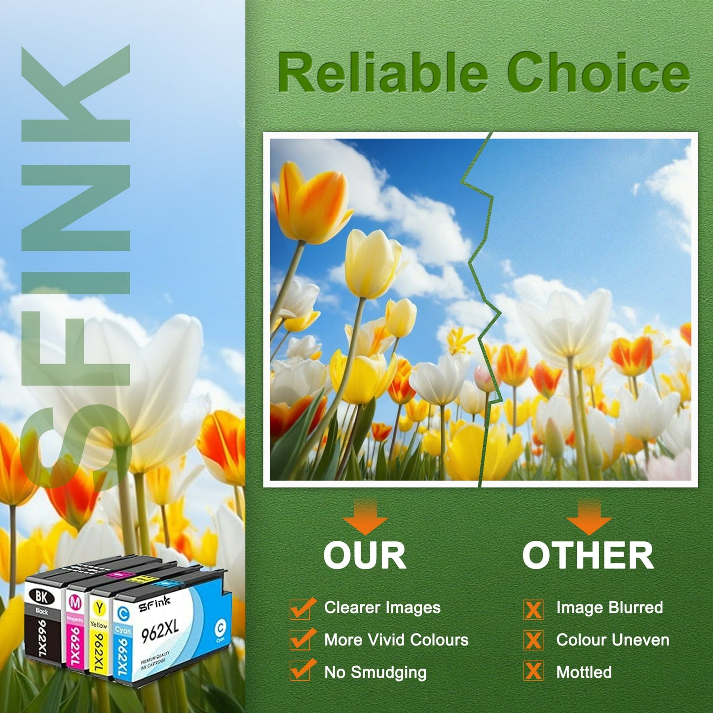 962XL Ink Cartridges Combo Pack Compatible for HP962XL 4 Pack Ink Cartridges for 962 XL Ink Cartridges Printer