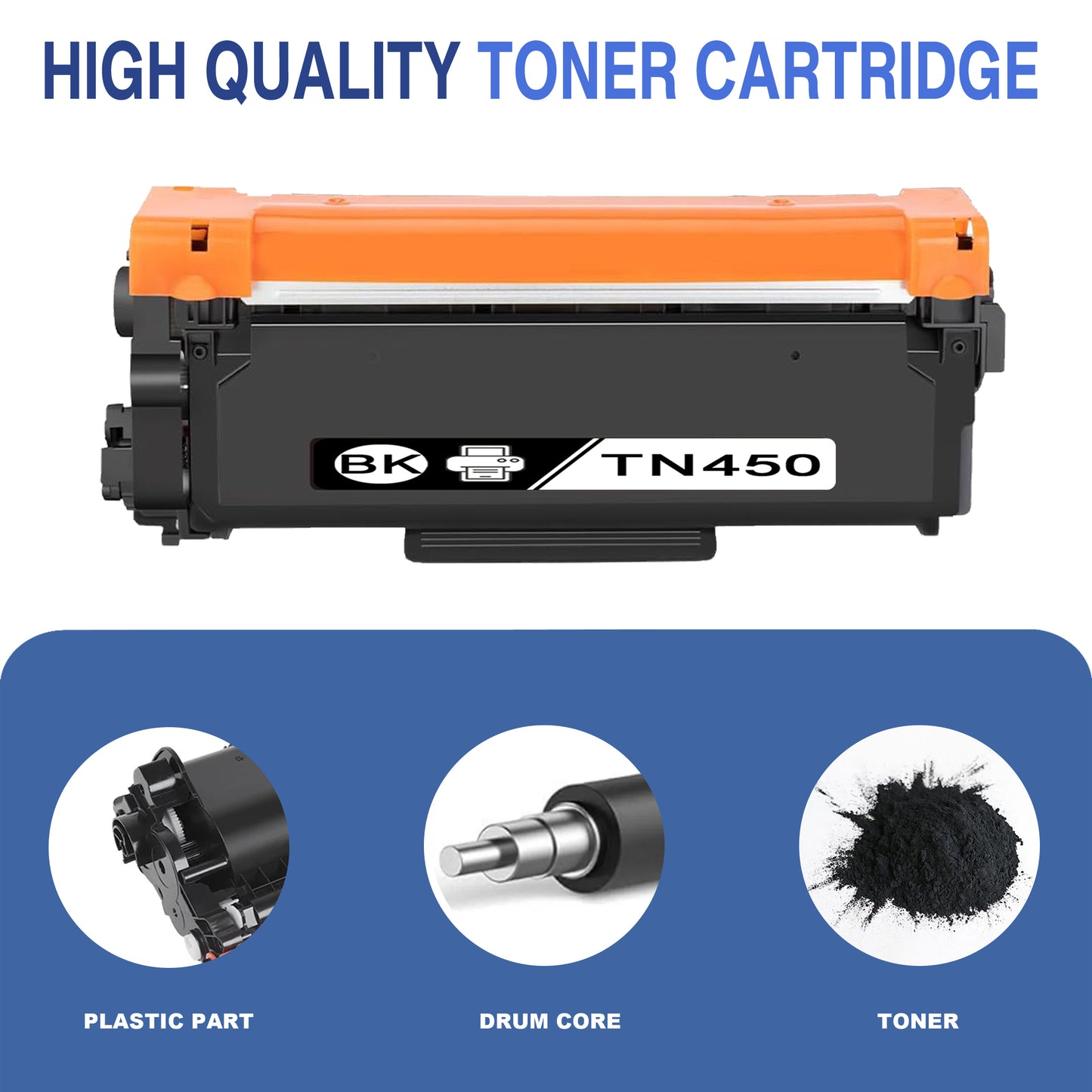TN450 4 Pack TN450 High Yield Black Toner Cartridge ZXTZX Compatibles for Brother HL-2270DW HL-2240 MFC-7360N MFC-7860DW DCP-7065DN Printers