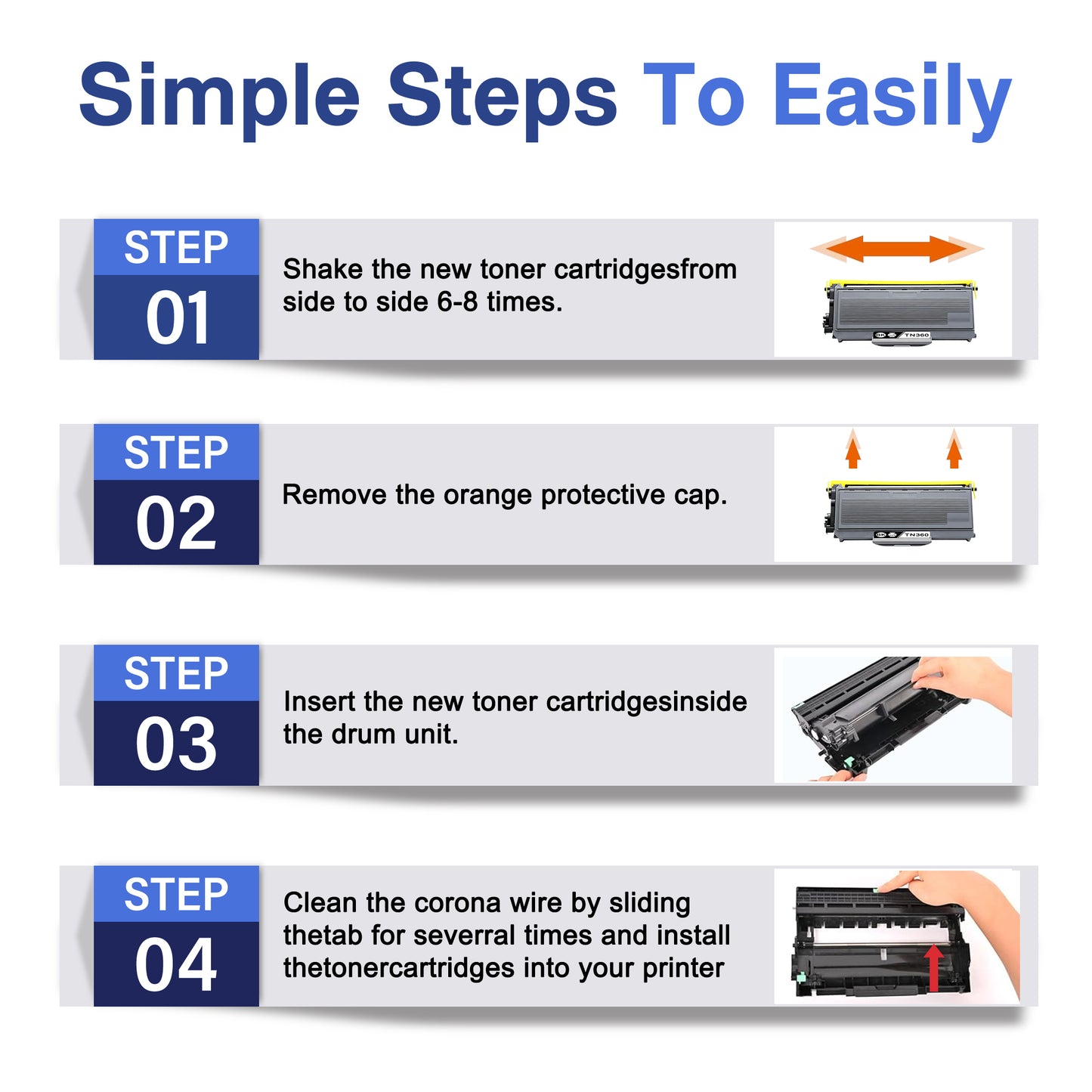 TN360 Toner Cartridge ZXTZX Compatibles for Brother TN360 Compatibles for HL-2170W MFC-7840W Series Printers 4 Pack Black