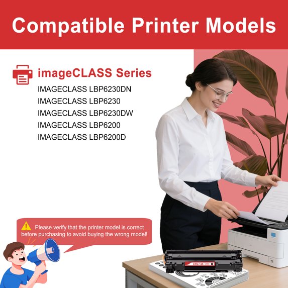 2 Pack CRG-126 Toner Cartridges Compatible for Canon CRG 126 126 Black Toner Cartridge use with IMAGECLASS LBP6230DW LBP6200 LBP6200D LBP6230DN LBP6230 Printer