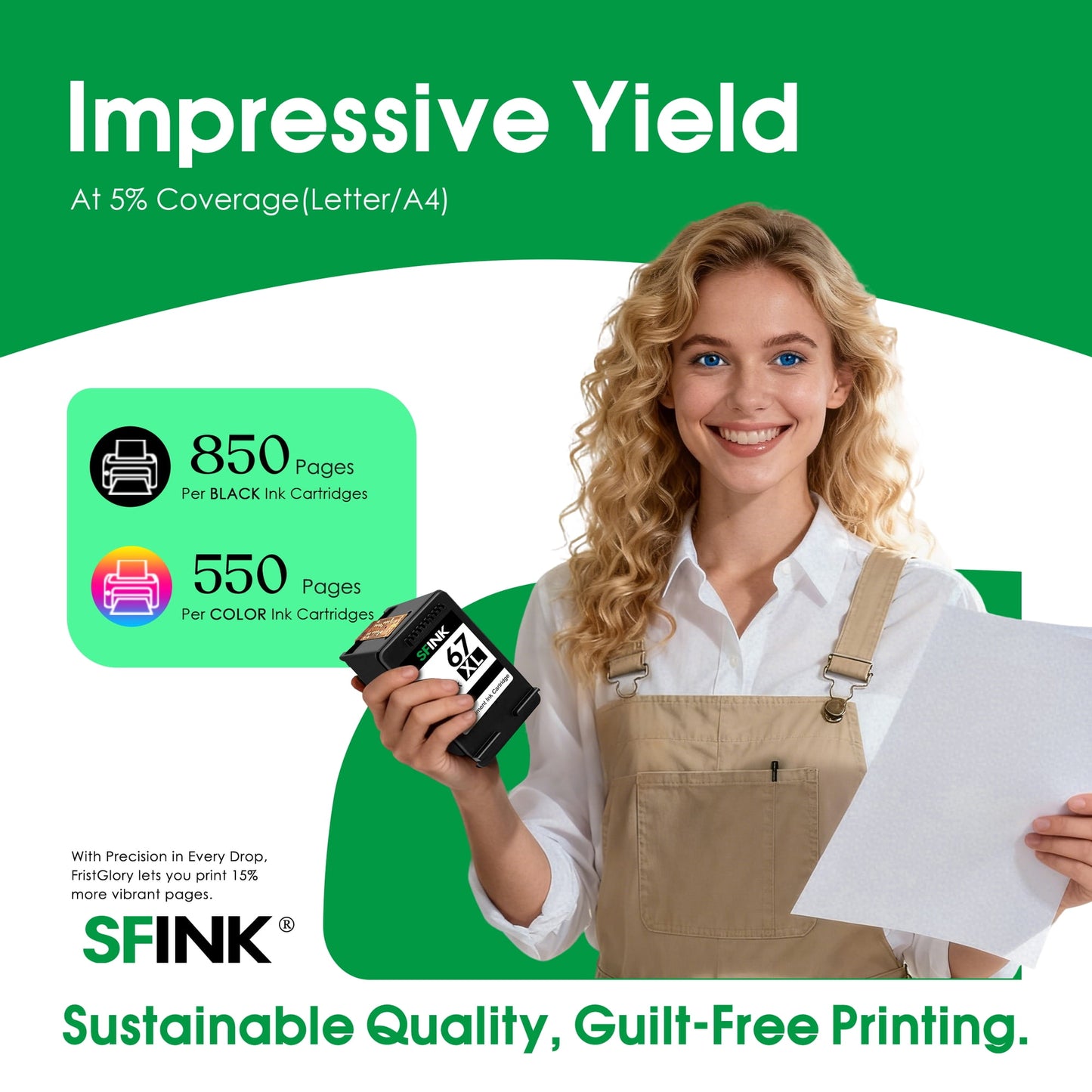 67 XL 67XL Ink Cartridges 2-Pack Black and Tri-Color Compatible for HP 67 Ink Cartridges for DeskJet 2700 2700e 2855e 2755 2755e 4155e 4255e Envy 6000 6400 6055e Printers