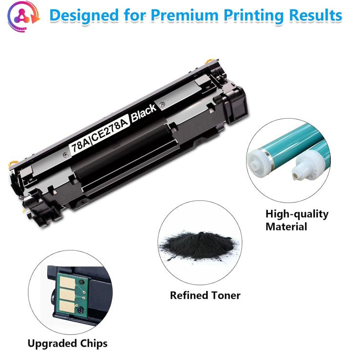 78A Black Toner Cartridges Pack of 2 CE278D Compatible for HP 78A Toner with Pro P1606dn P1606 P1566 P1560; M1536dnf M1537dnf M1538dnf M1530 MFP Printer (with Chip 2-Pack)