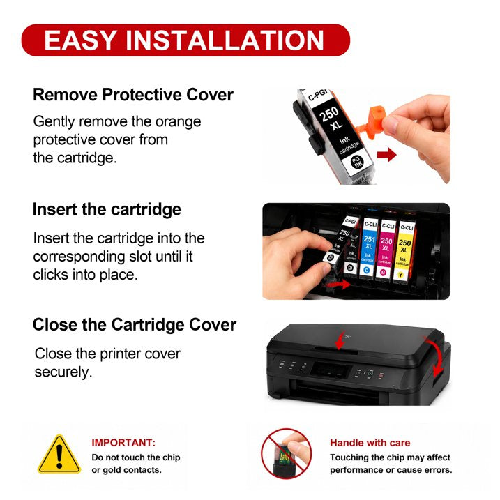 PGI-250XL CLI-251XL Ink Cartridge Compatibles for Canon 250XL 251XL Works with PIXMA MG7520 MG6620 iP8720 Printers(6 Packs)