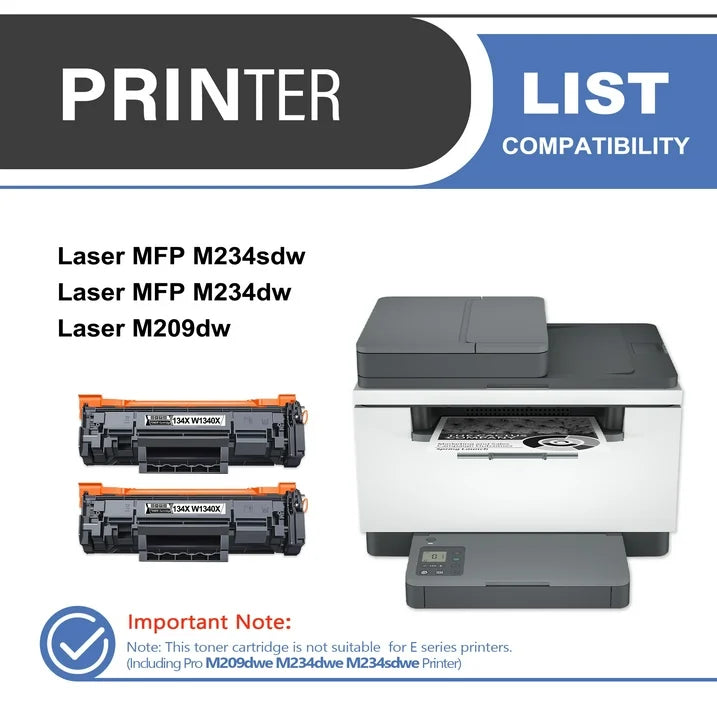 134X W1340X Toner Cartridge Balck 2-Pack Compatible for HP 134X W1340X Toner Cartridges for Laser M209,MFP M234 Series Printer（WIth Chip）