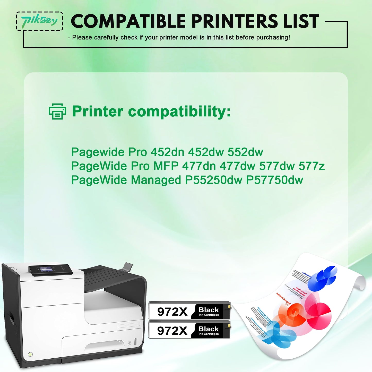 972X 972 Ink Cartridges (2-Pack Black) - Compatible for HP972 Ink Cartridge for Pagewide Pro 477dw 577dw 477dn 452dn 552dn 552dw P55250dw Printers