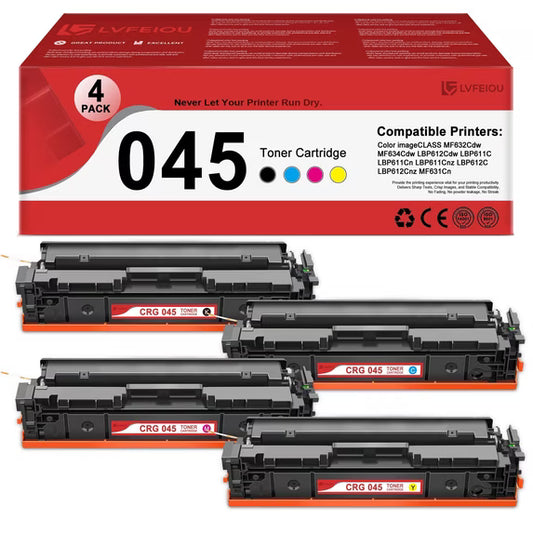 045 Toner Cartridge Compatible for Canon 045 CRG 045 Toner Color ImageCLASS MF634Cdw MF632Cdw LBP612Cdw MF630C LBP610 Printer Toners (4 Pack, Black / Cyan / Magenta / Yellow)