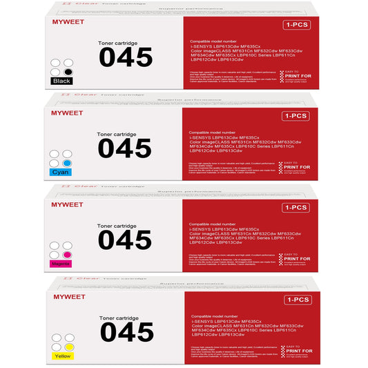 045 Toner Cartridge Set (4-Pack, Black, Cyan, Magenta, Yellow) Compatible CRG-045 Toner Replacement for Canon 045 Toner Cartridges Color imageCLASS MF631Cn MF632Cdw MF633Cdw MF634Cdw Printer