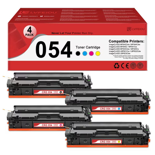 054 Toner Cartridge Compatible for Canon 054 CRG 054 Toner ImageCLASS MF645Cx LBP621Cw MF644Cdw MF640C LBP623Cdw Printers (4 Pack, Black / Cyan / Magenta / Yellow)