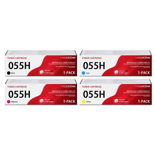 055H Toner Cartridge High Yield 4 Pack-BK/C/M/Y Replacement for Canon 055H ImageCLASS MF741Cdw MF743Cdw MF745Cdw MF746Cdw LBP664Cdw Printer