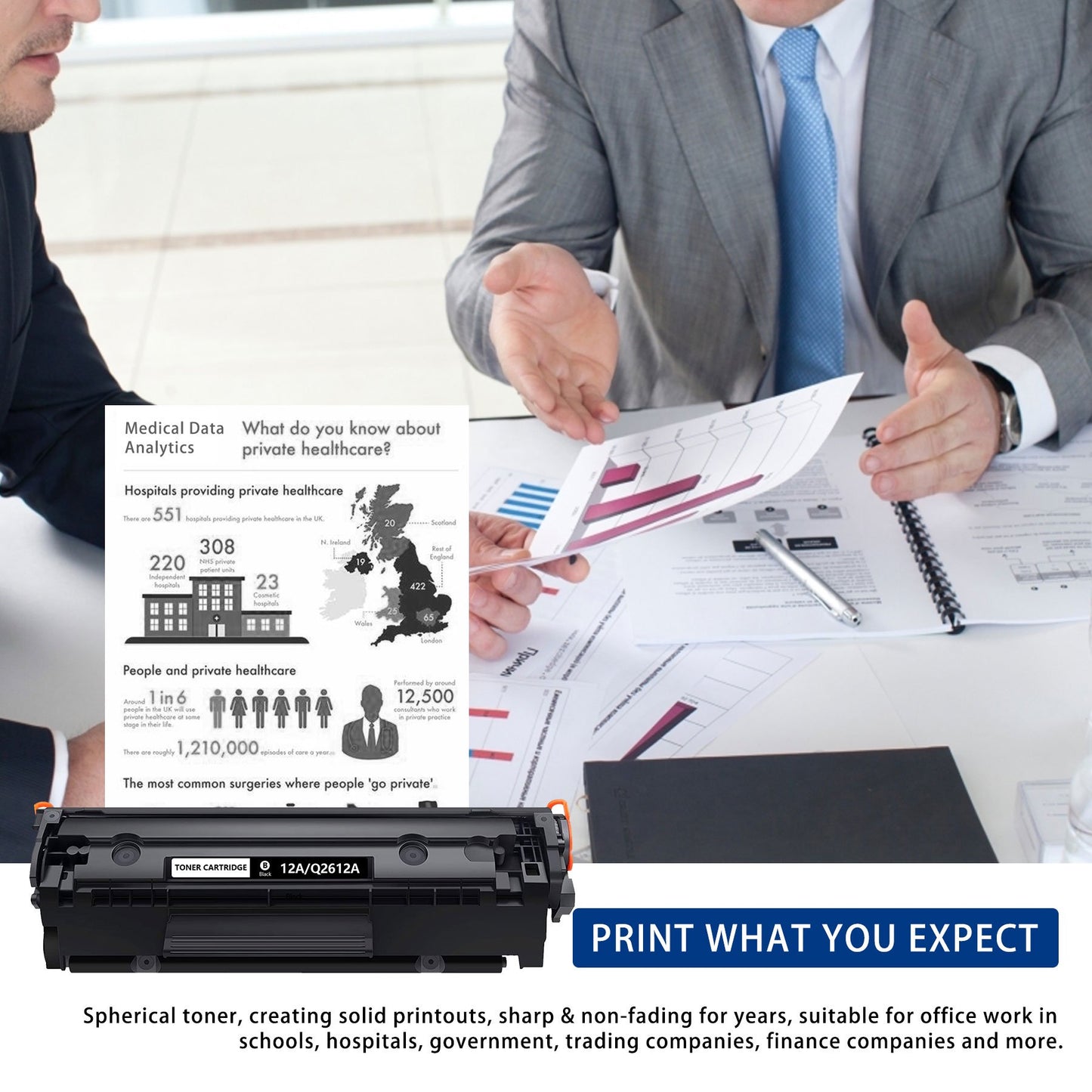 2,500 pages 1-Pack 12A Q2612A Black Toner Cartridge Compatible for 1010 1012 1015 Printer Ink