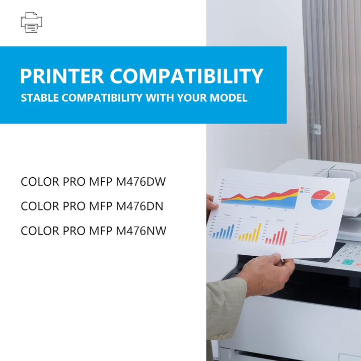 312A | CF380A, CF381A, CF382A, CF383A Toner Cartridge, Compatible for 312A 312X Toner Cartridges Works with Color Pro MFP M476dw, Color Pro MFP M476dn (4-Pack, with Chip)