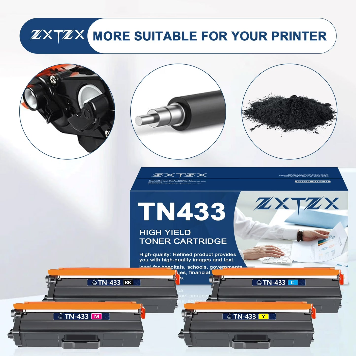 TN433 Toner Compatible for Brother TN433 Toner Cartridges Printer