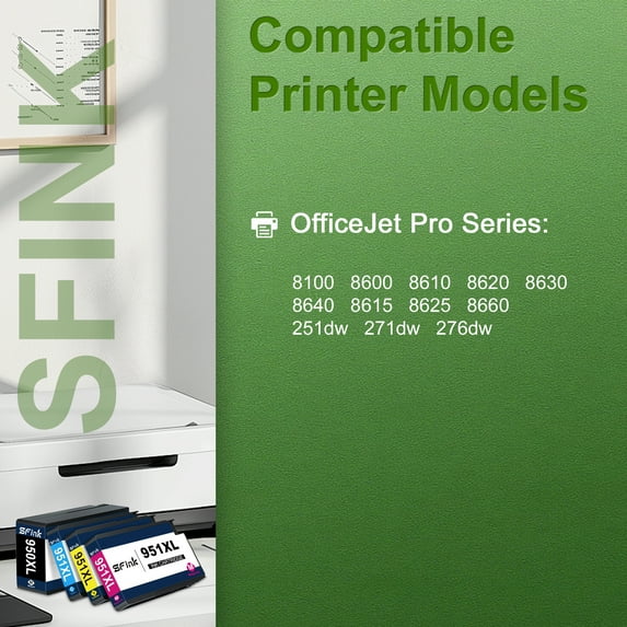 950XL and 951XL Ink Cartridges 4 Pack Compatible for HP950 and 951 XL Ink Cartridges Combo Pack Works with OfficeJet Pro 8600 8610 8620 Printers