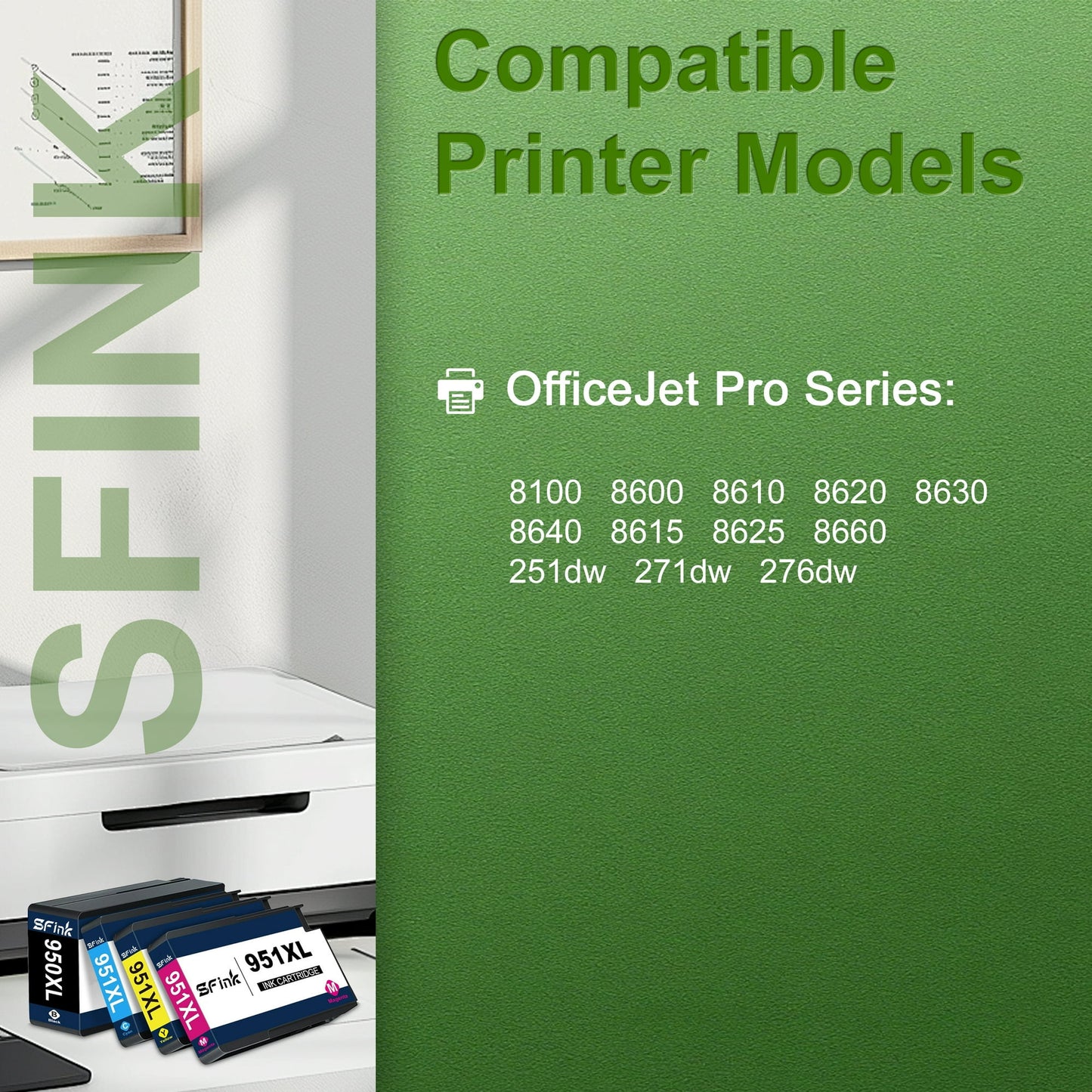 950XL and 951XL Ink Cartridges 4 Pack Compatible for HP950 and 951 XL Ink Cartridges Combo Pack Works with OfficeJet Pro 8600 8610 8620 Printers