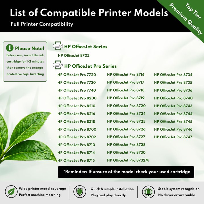952 XL Ink Cartridges Compatible for HP952XL Ink Cartridges Combo Pack 952 Ink for OfficeJet Pro 7740 8710 8210 8740 8730 Series (4 Pack)