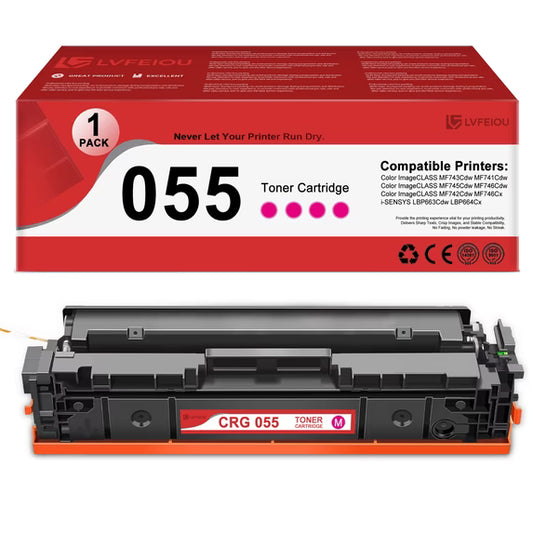 1 Pack Magenta CRG-055 Toner Cartridge Compatible for Canon 055 Toner Color ImageCLASS MF741Cdw MF746Cdw MF742Cdw i-SENSYS LBP664Cx LBP663Cdw Printers