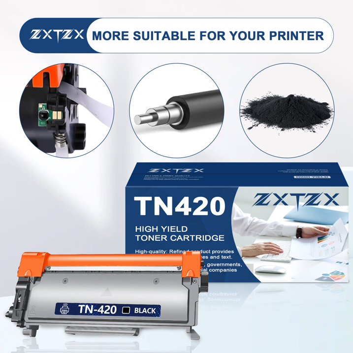 TN420 Toner for Brother TN420 Black Toner Cartridges MFC-7860DW HL-2240 Printer (2 Pack)