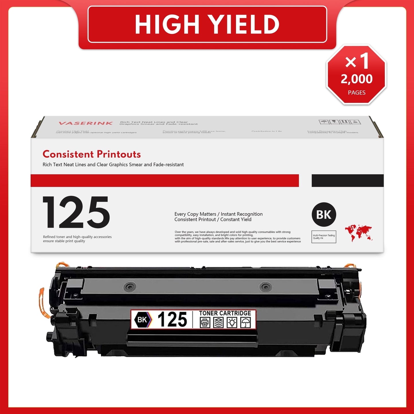 125 Toner Cartridge : CRG-125 Toner Replacement for Canon ImageCLASS LBP6030w LBP6000 MF3010 Printer, 1 Black