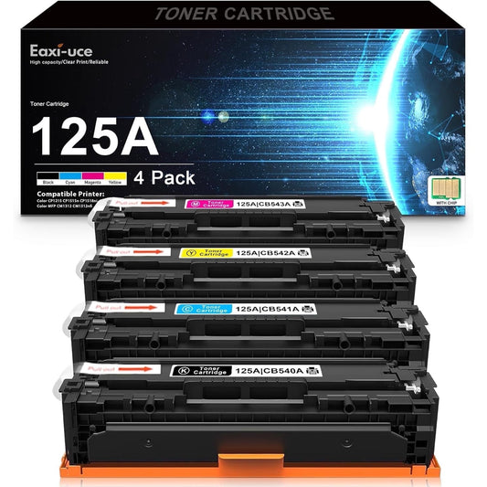 125A Black Cyan Magenta Yellow Toner Cartridges (4 Pack) Compatible for HP 215A Toner Cartridge Set Color CP1215 1515N 1518NI Color MFP CM1312 CM1312NFI Series Printer | CB540A CB541A CB542A CB543A