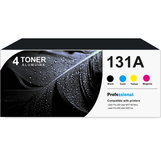 131A CF210A Toner Cartridge 4-Pack Compatible for HP131A CF210A Toner Cartridges for Laser Pro 200 color M251, MFP M276 Series Printer (1 Black, 1 Cyan, 1 Magenta, 1 Yellow)