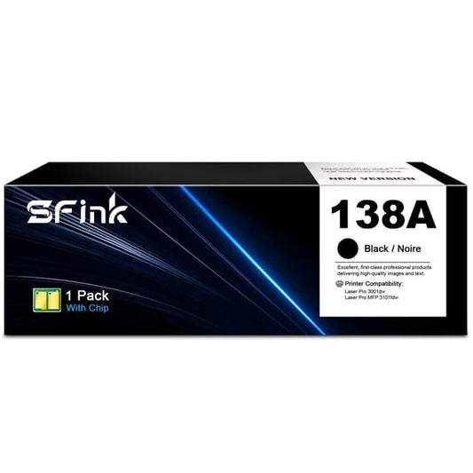 138A W1380A Compatible for HP138A W1380A 138X W1380X Toner Cartridge for HP138A Pro 3001dw 3001fdw MFP 3101fdw Series Printer (with Chip, 1 Black)