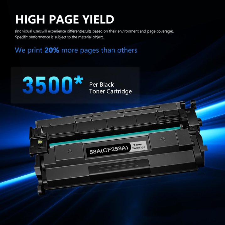 58A Toner Cartridge Yields Up to 3,500 Pages Black 2-Pack Compatible for CF258A Pro M404n M404dn MFP M428fdw M428dw M428fdn Printer