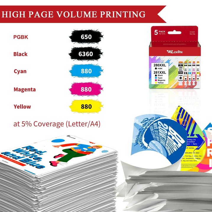 280XXL 281XXL Ink Cartridges Replacement for Canon 280XL 281XL 280 281 Ink Cartridge for TS702a TS8322 Printer