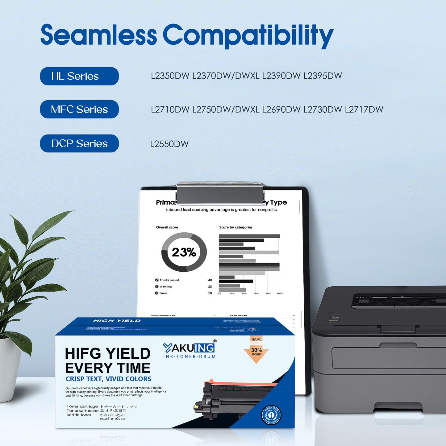 TN730 TN 730 Toner Cartridge Compatible for Brother TN730 High Yield Black Works with DCP-L2550DW HL-L2350DW MFC-L2710DW [ 1-Pack, 2100 Pages Per Cartridge ]