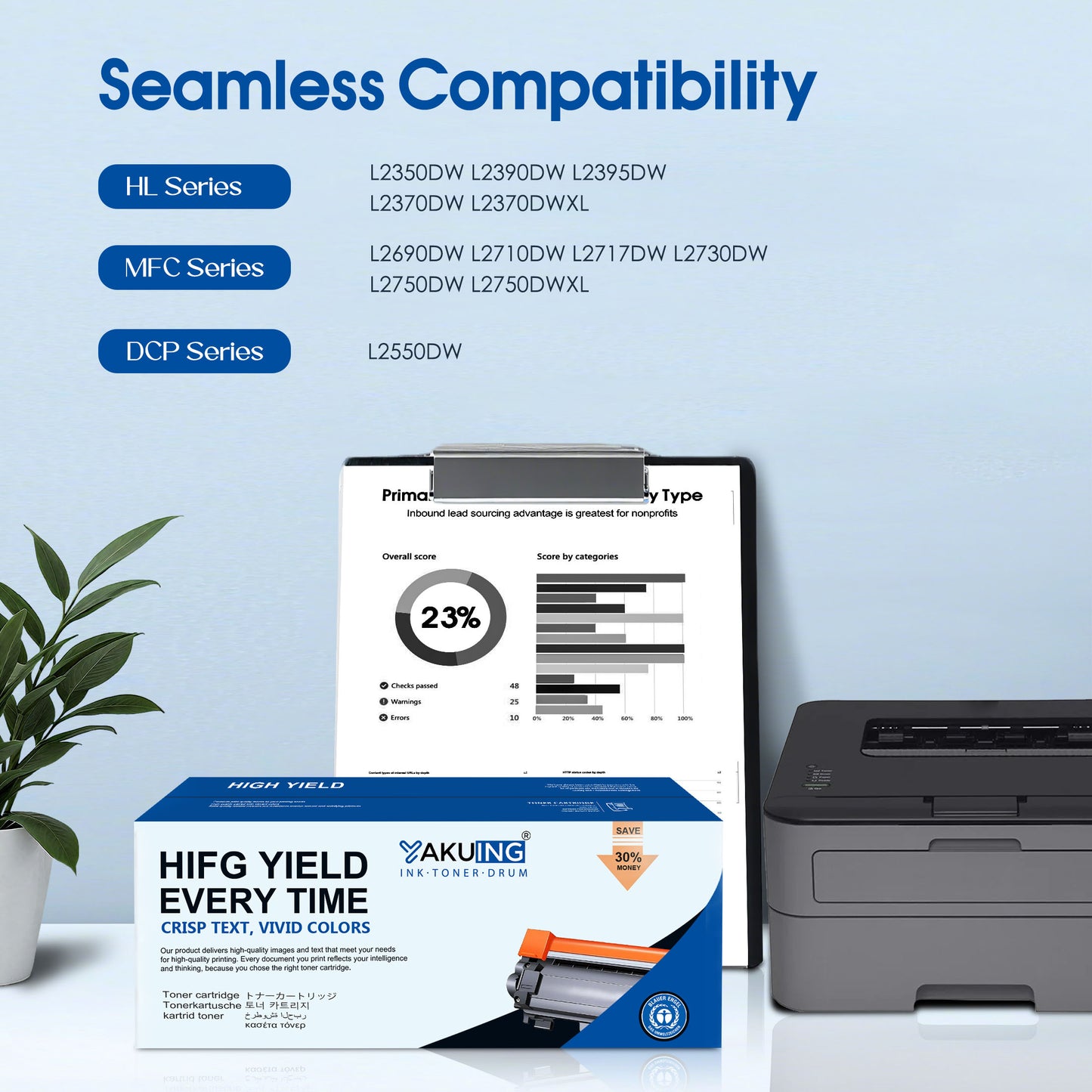 TN760 TN 760 Toner Cartridge Compatible for Brother TN760 High Yield Black Works with DCP-L2550DW HL-L2390DW MFC- L2730DW [ 1-Pack, 3000 Pages Per Cartridge ]