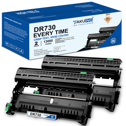 DR 730 DR-730 Drum Unit Compatible for Brother DR 730 High Yield Black Works with MFC-L2750DWXL L2730DW HL-L2370DWXL L2390DW DCP-L2550DW [ 2 Black ]