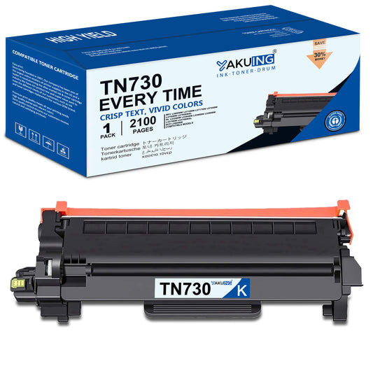 TN730 TN 730 Toner Cartridge Compatible for Brother TN730 High Yield Black Works with DCP-L2550DW HL-L2350DW MFC-L2710DW [ 1-Pack, 2100 Pages Per Cartridge ]