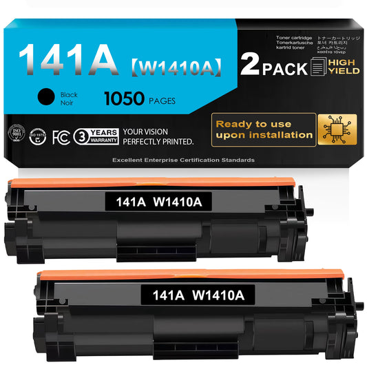 141A Toner Cartridge Black (With Chip) Compatible for 141A W1410A for MFP M140w M139w M110w Printer Ink (2 Pack)