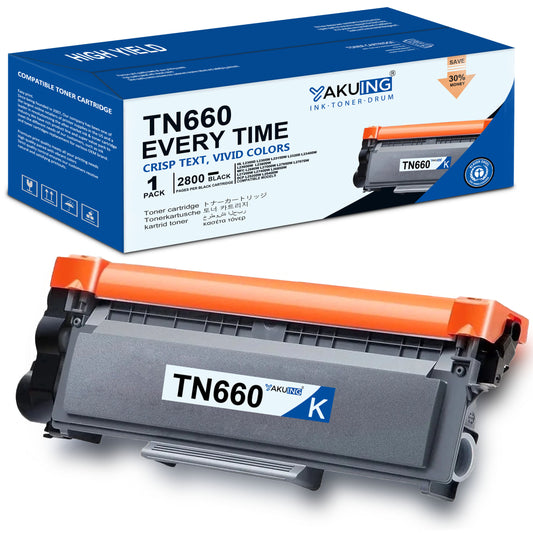 TN-660 TN 660 Toner Cartridge Compatible for Brother TN660 High Yield Black Works with HL-L2315DW DCP-L2520DW MFC-L2700DW ( 1-Pack, 2800 Pages Per Cartridge )
