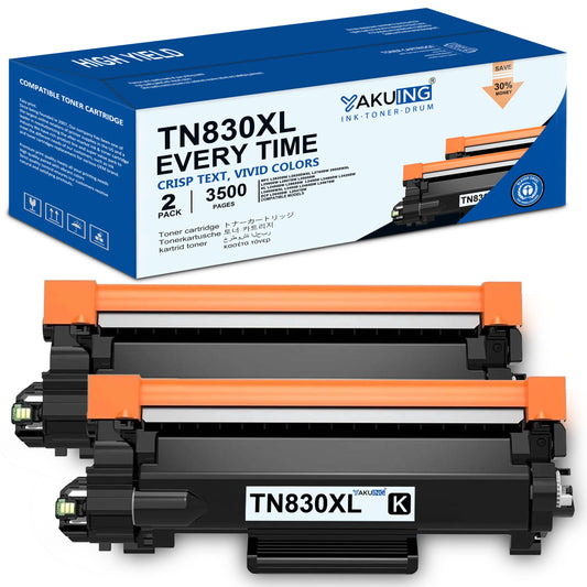 TN830XL TN 830XL Toner Cartridge Compatible for Brother TN830XL TN830 High Yield Works with DCP-L2640DW HL-L2465DW MFC-L2900DW ( 2 Black, 3500 Pages Per TN830XL Cartridge )