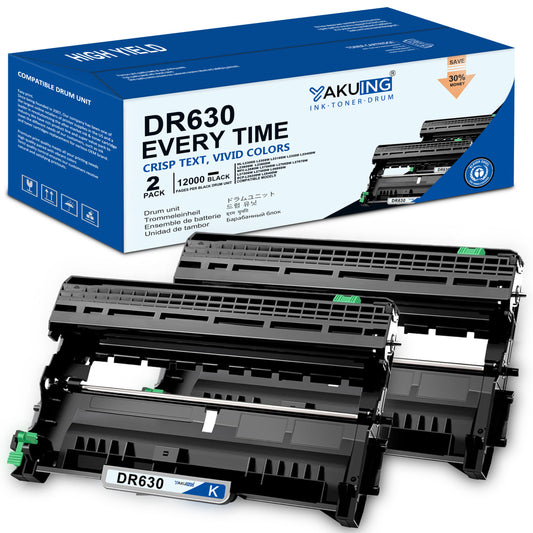 DR 630 DR-630 Drum Unit Compatible for Brother DR 630 High Yield Black Works with DCP-L2540DW MFC-L2700DW L2705DW HL-L2315DW L2320D [ 2 Black ]