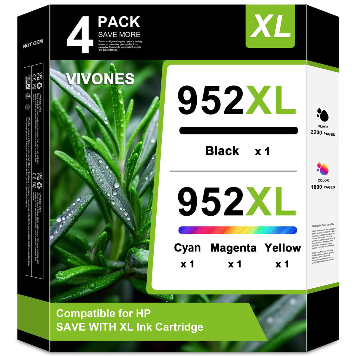 952XL 952 XL Ink Cartridges Compatible for HP 952XL Ink Cartridges Combo Pack for Officejet 8702 Printer (4 Pack)