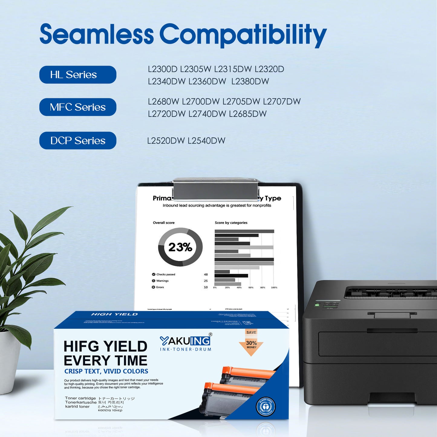TN 630 TN630 Toner Cartridge Compatible for Brother TN630 High Yield Black Works with HL-L2360DW DCP-L2520DW L2540DW MFC-L2705DW L2707DW ( 3 Pack )