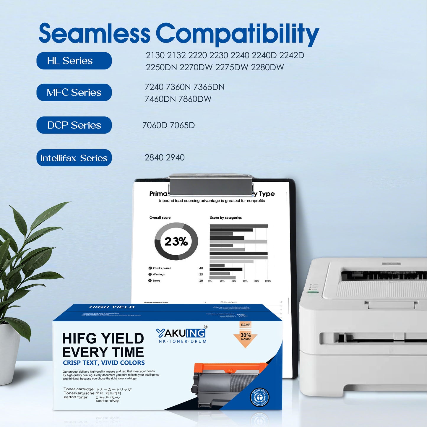 TN450 TN 450 Toner Cartridge Compatible for Brother TN450 High Yield Black Works with DCP-7060D 7065D Intellifax-2840 2940 HL-2270DW 2275DW [1-Pack, 2800 Pages Per Cartridge]