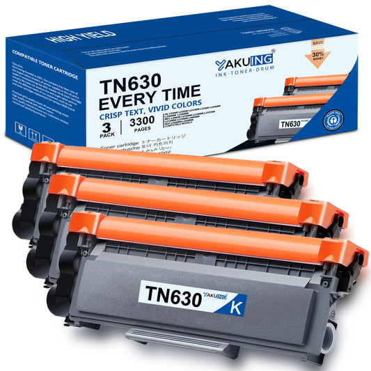 TN 630 TN630 Toner Cartridge Compatible for Brother TN630 High Yield Black Works with HL-L2360DW DCP-L2520DW L2540DW MFC-L2705DW L2707DW ( 3 Pack )