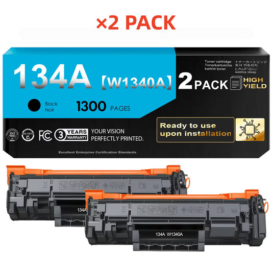 134A Black Toner Cartridges (with Chip) Compatible for 134A W1340A 134X W1340X Toner Cartridges Work with M209dw MFP M234dw M234sdw M209d Printer (2 Pack)