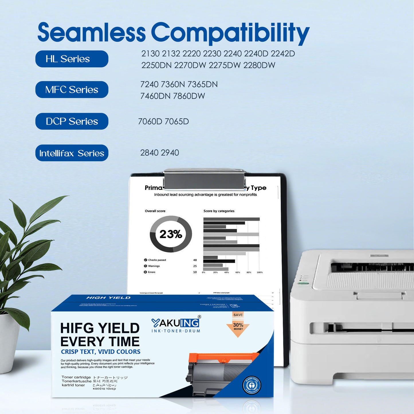 TN420 TN 420 Toner Cartridge Compatible for Brother TN420 High Yield Black Works with DCP-7060D Intellifax-2840 HL-2130 2132 [1-Pack, 1500 Pages Per Cartridge]