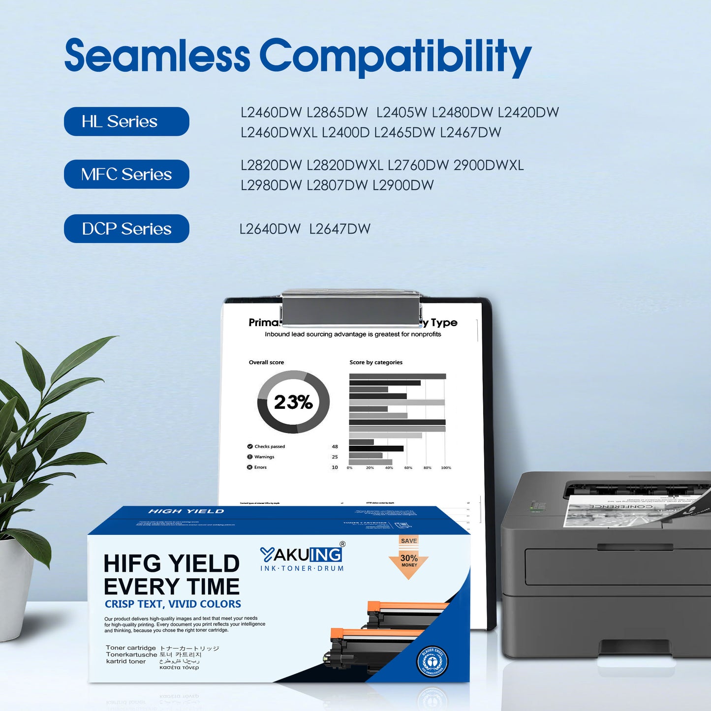 TN-830 TN 830 Toner Cartridge Compatible for Brother TN830 High Yield Black Works with MFC-L2820DWXL HL-L2865DW DCP-L2647DW ( 2-Pack )
