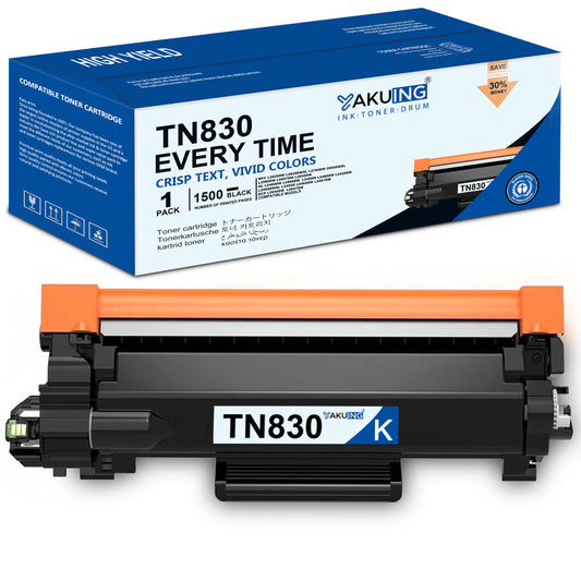 TN830 TN 830 Toner Cartridge Compatible for Brother TN830 High Yield Black Works with MFC-L2820DW HL-L2460DW DCP-L2640DW [ 1-Pack, 1500 Pages Per Cartridge ]