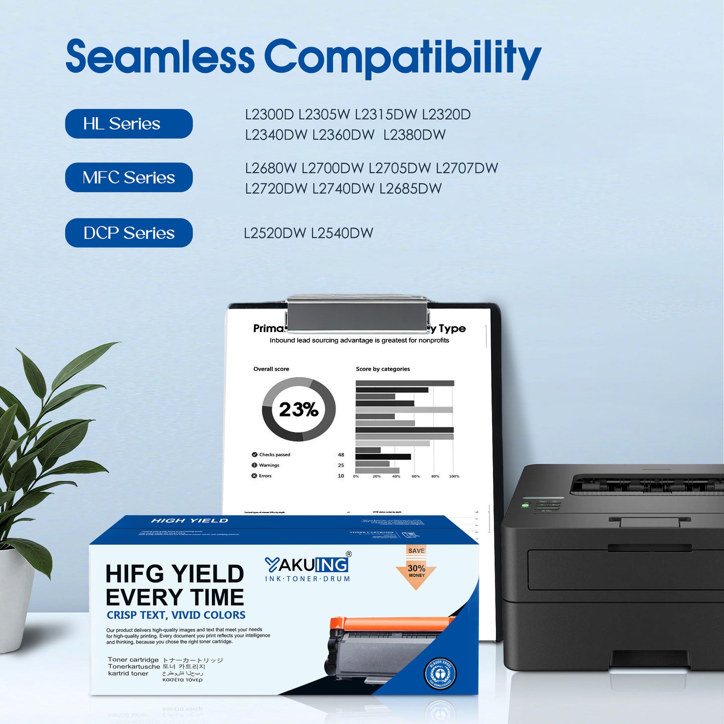 TN-660 TN 660 Toner Cartridge Compatible for Brother TN660 High Yield Black Works with HL-L2315DW DCP-L2520DW MFC-L2700DW ( 1-Pack, 2800 Pages Per Cartridge )