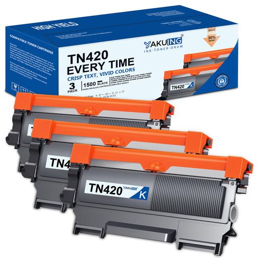TN-420 TN 420 Toner Cartridge Compatible for Brother TN420 High Yield Black Works with DCP-7060D 7065D Intellifax-2840 2940 HL-2270DW 2275DW [ 3 Black ]