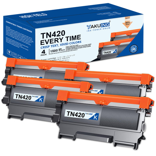 TN 420 TN-420 Toner Cartridge Compatible for Brother TN 420 High Yield Black Works with DCP-7065D 7060D Intellifax-2890 2840 HL- 2275DW 2280DW [ 4-Black, 1500 Pages Per Cartridge ]