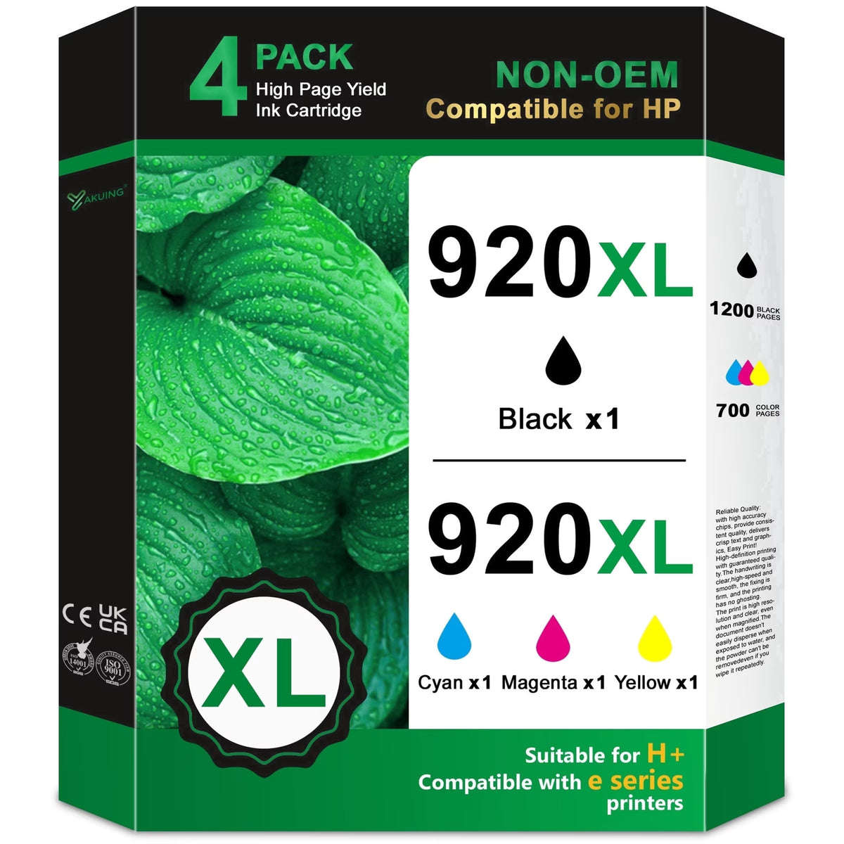920XL Ink Cartridges Compatible for 920 XL Ink Cartridge Work with OfficeJet 6000 6500 6500a 7000 7500a Printers (4 Pack)