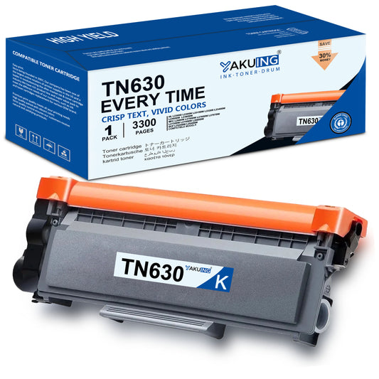 TN-630 TN 630 Toner Cartridge Compatible for Brother TN630 High Yield Black Works with HL-L2300D DCP-L2520DW MFC-L2680W ( 1-Pack, 3300 Pages Per Cartridge )