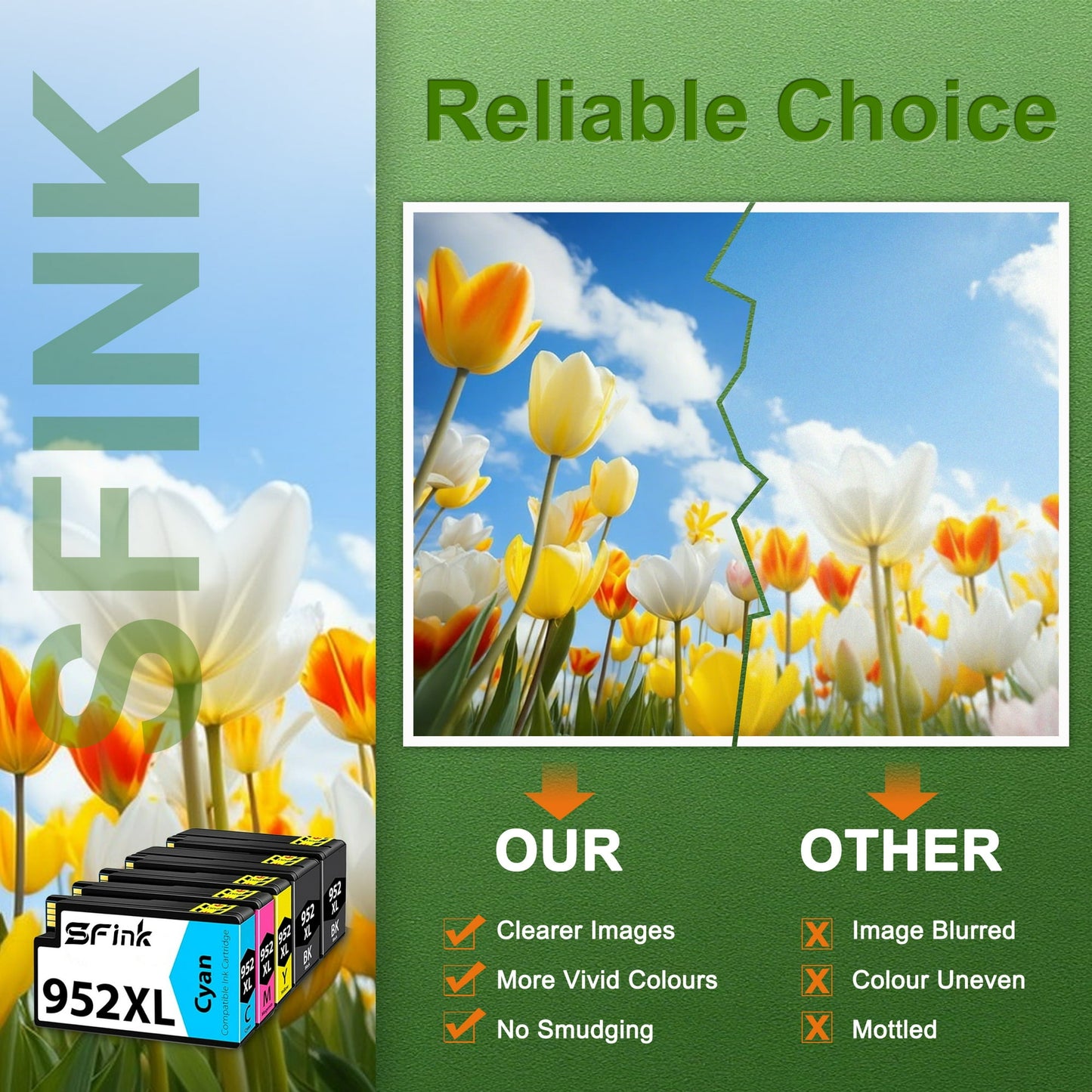 952XL Ink 5-Pack Combo Pack (2BK/1C/1M/1Y) Compatible for HP952XL 952 Ink Cartridges for OfficeJet 8702 OfficeJet Pro 7700 8210 8700 8730 8740 Printer